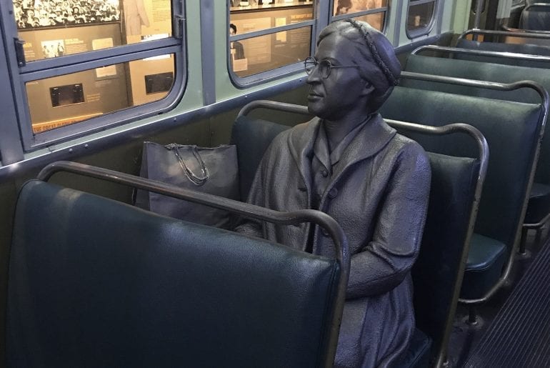 Rosa Parks statue at the National Civil Rights Museum, Memphis, Tennessee