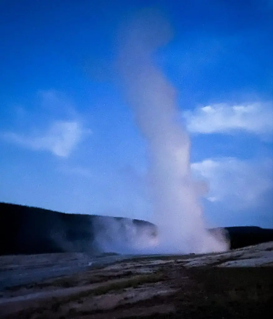 Old Faithful in the evening